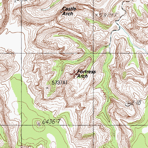 Topographic Map of Fortress Arch, UT