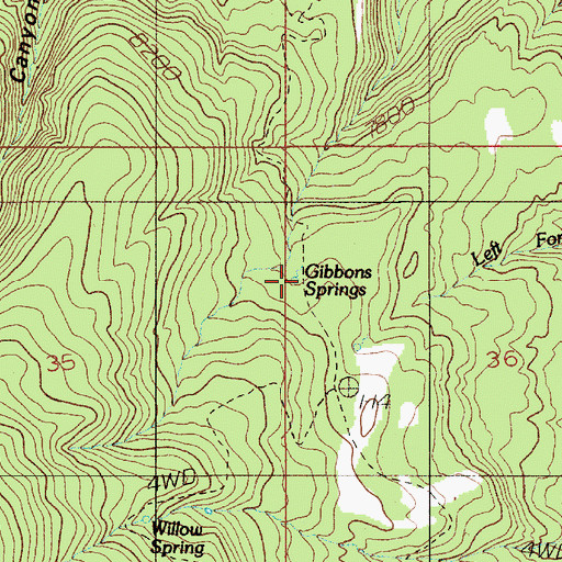 Topographic Map of Gibbons Springs, UT