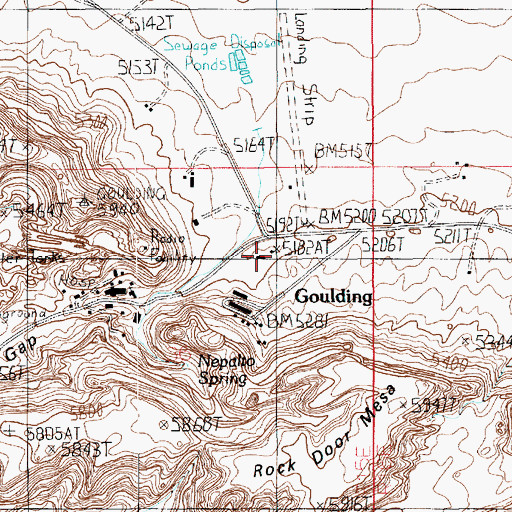 Topographic Map of Goulding, UT