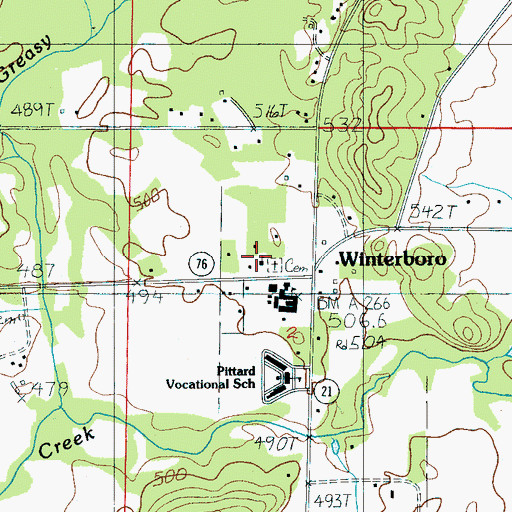 Topographic Map of Winterboro Baptist Church, AL