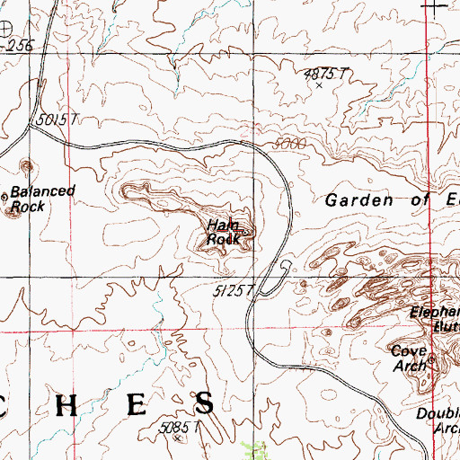 Topographic Map of Ham Rock, UT