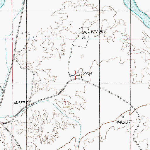 Topographic Map of Hanksville Cemetery, UT