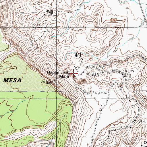 Topographic Map of Happy Jack Mine, UT