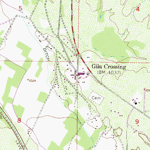 Topographic Map of Gila Crossing Day School, AZ