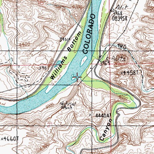 Topographic Map of Kane Springs Creek, UT