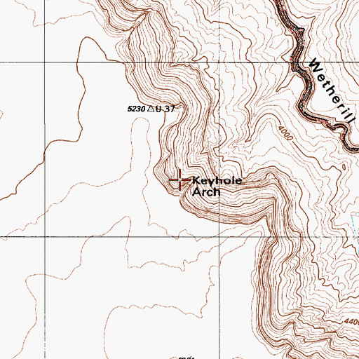 Topographic Map of Keyhole Arch, UT