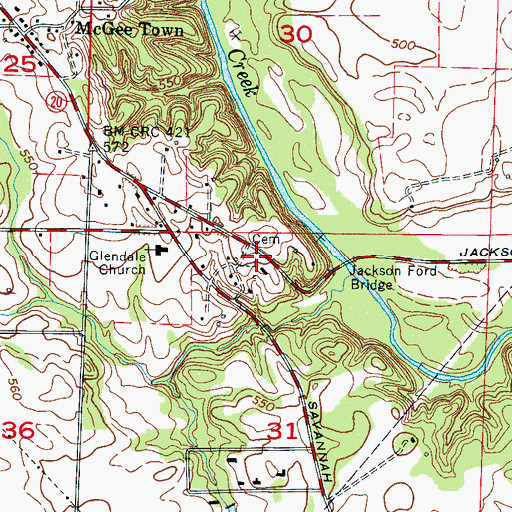 Topographic Map of Anderson Cemetery, AL