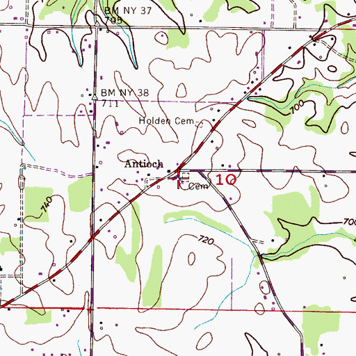 Topographic Map of Antioch Church of Christ, AL
