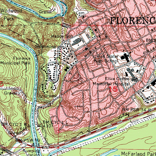 Topographic Map of Antioch Presbyterian Church (historical), AL
