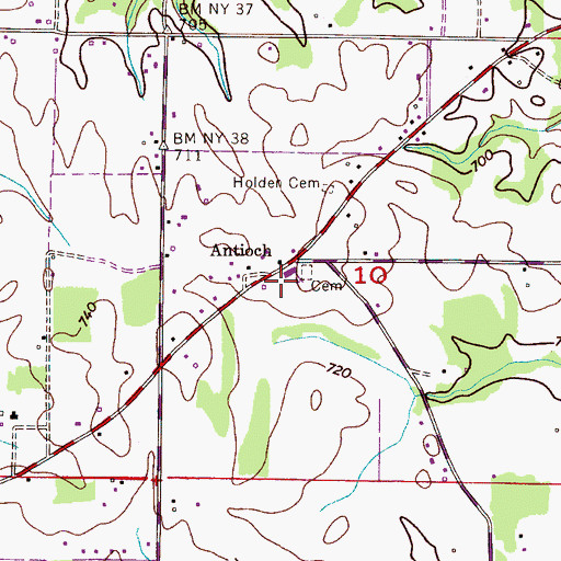 Topographic Map of Antioch School (historical), AL