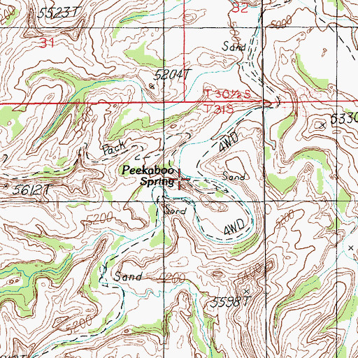 Topographic Map of Peekaboo Spring, UT