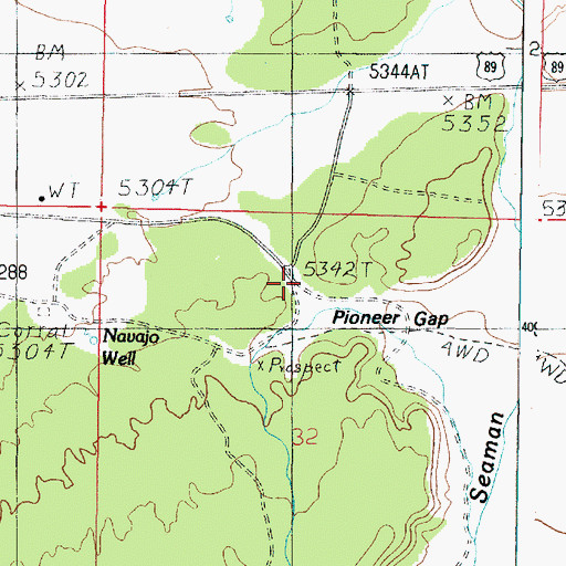 Topographic Map of Pioneer Gap, UT