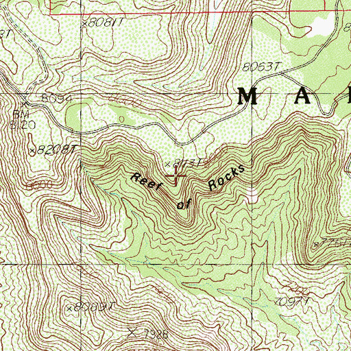Topographic Map of Reef of Rocks, UT