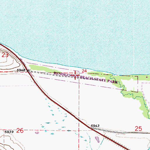 Topographic Map of Rendezvous Beach State Park, UT