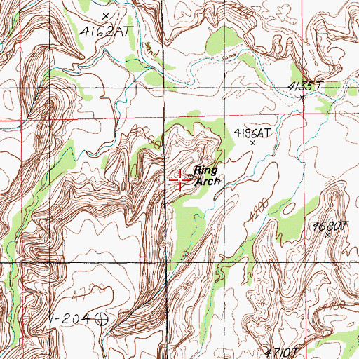 Topographic Map of Ring Arch, UT