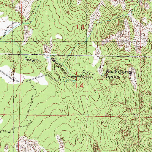 Topographic Map of Rock Corral Recreation Site, UT