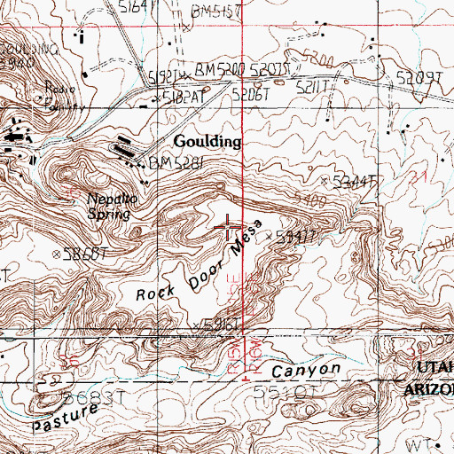 Topographic Map of Rock Door Mesa, UT