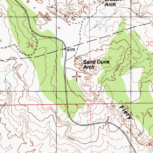 Topographic Map of Sand Dune Arch, UT