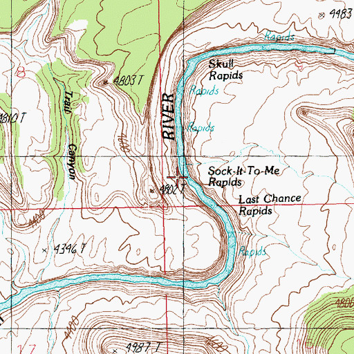 Topographic Map of Sock-It-To-Me Rapids, UT