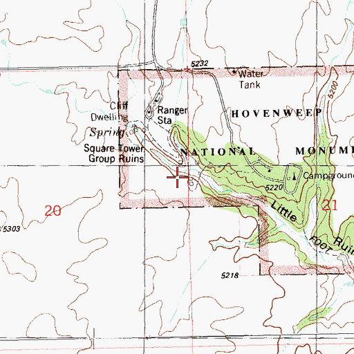 Topographic Map of Square Tower Canon, UT