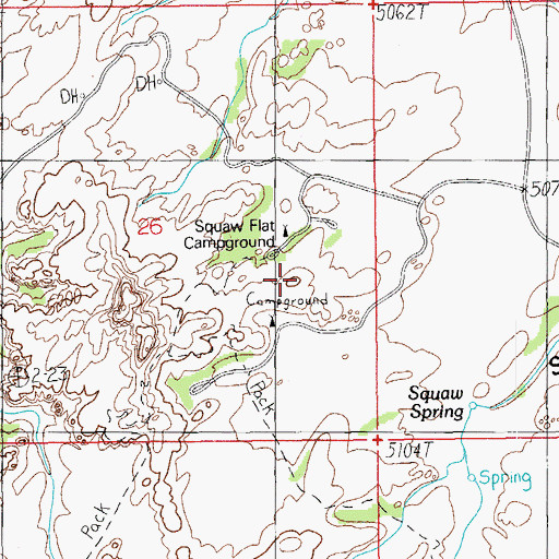 Topographic Map of Squaw Flat Campground, UT