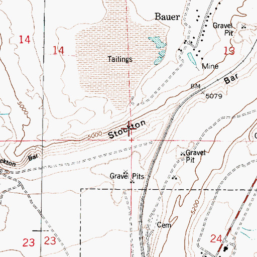 Topographic Map of Stockton Bar, UT