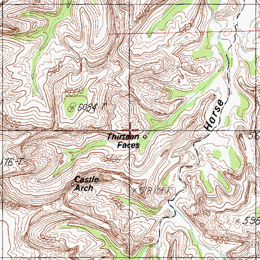 Topographic Map of Thirteen Faces, UT