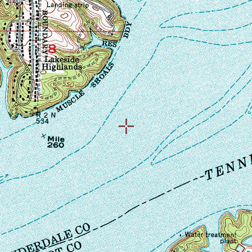 Topographic Map of Bainbridge Ferry (historical), AL