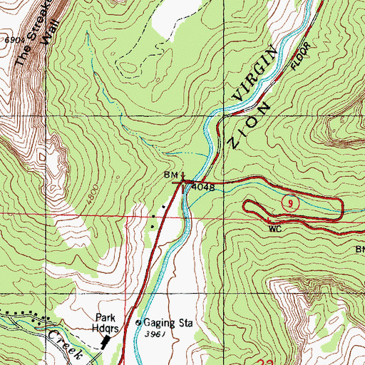 Topographic Map of Virgin River Bridge, UT