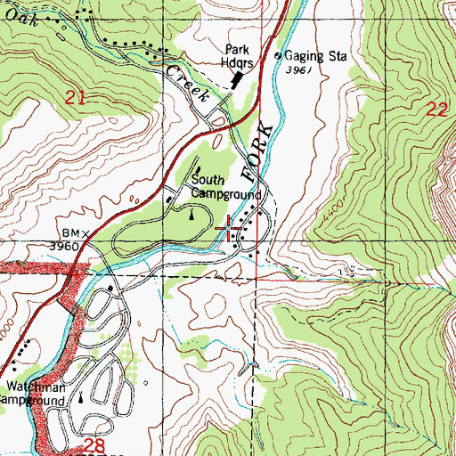 Topographic Map of Watchman Residential Area, UT