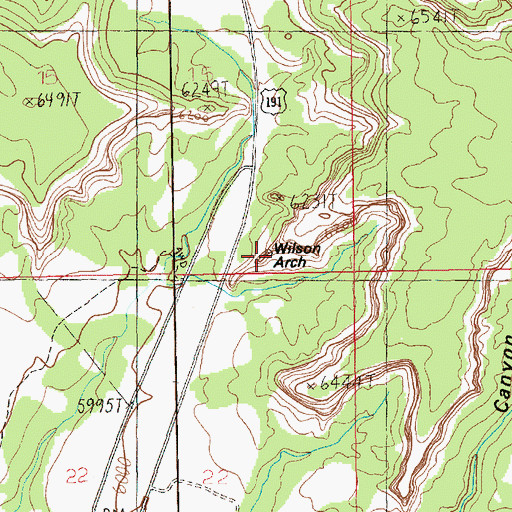 Topographic Map of Wilson Arch, UT