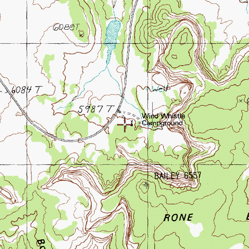 Topographic Map of Wind Whistle Campground, UT