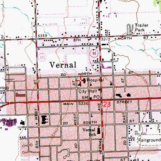 Topographic Map of Ashley Valley Medical Center Chapel, UT