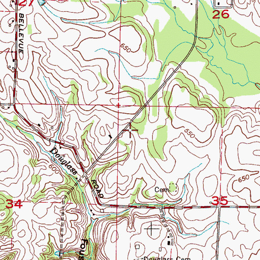 Topographic Map of Beach Grove (historical), AL