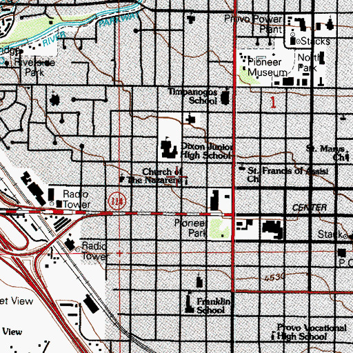 Topographic Map of Church of the Nazarene, UT