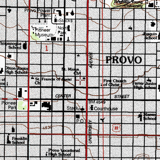 Topographic Map of Community Congregational Church, UT
