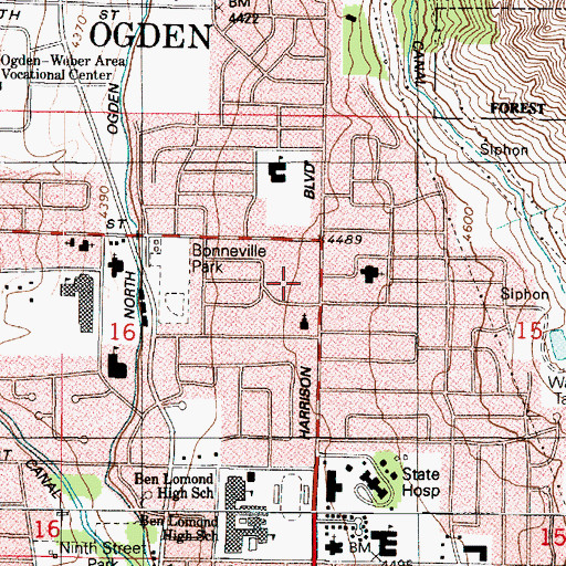 Topographic Map of Emmanuel Baptist Church, UT