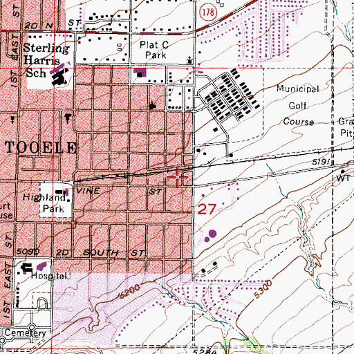 Topographic Map of First Assembly of God Church, UT