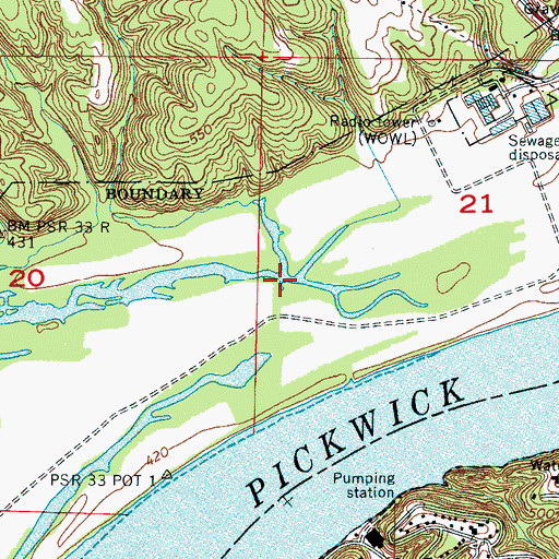 Topographic Map of Beaver Dam Creek Springs, AL