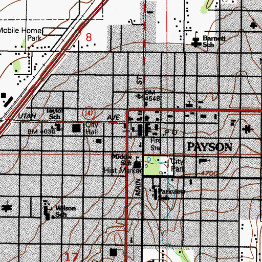 Topographic Map of First Baptist Chapel, UT