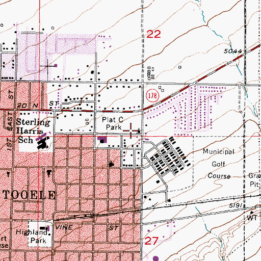 Topographic Map of First Lutheran Church, UT