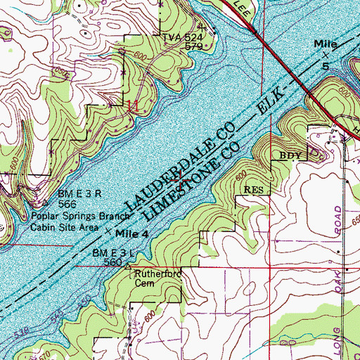 Topographic Map of Bedingfield Ferry (historical), AL