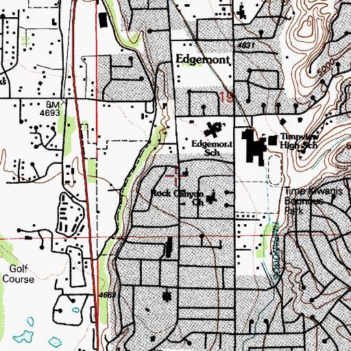Topographic Map of Rock Canyon Assembly of God Church, UT