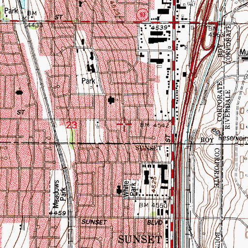 Topographic Map of Roy Bible Church, UT