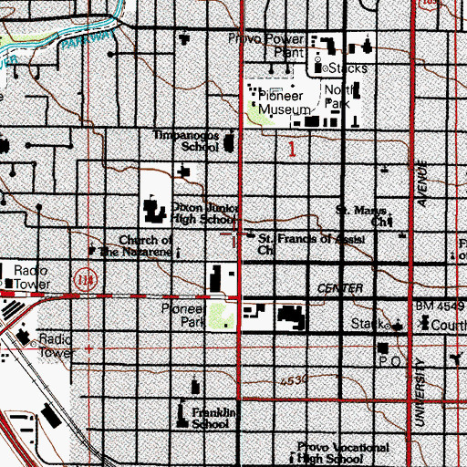 Topographic Map of Saint Francis Catholic Church, UT