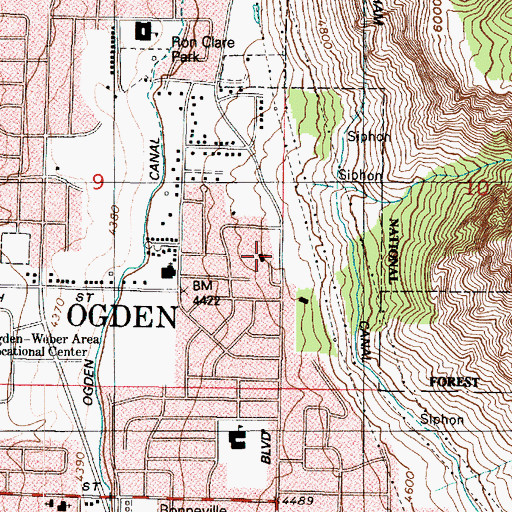 Topographic Map of Saint James Catholic Church, UT