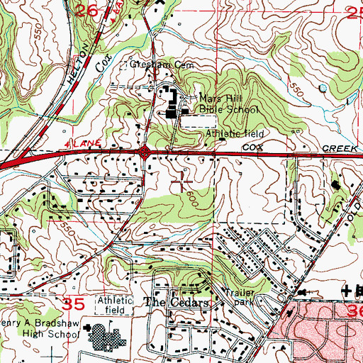 Topographic Map of Beechwood, AL