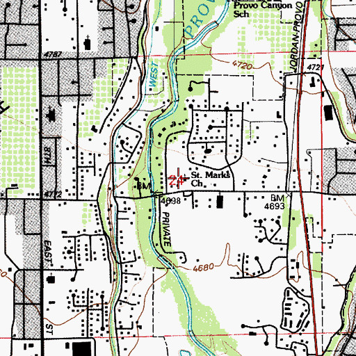 Topographic Map of Saint Marks Lutheran Church, UT
