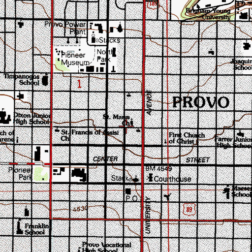 Topographic Map of Saint Marys Episcopal Church, UT