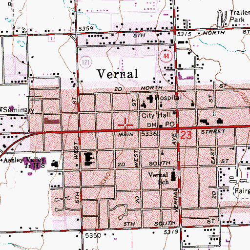 Topographic Map of Saint Pauls Episcopal Church, UT